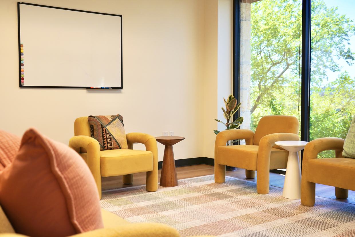 A group therapy room at Empowered Treatment in Austin